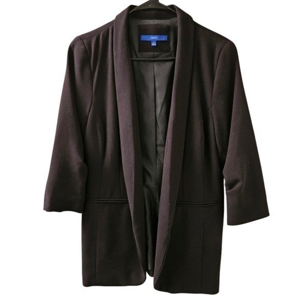Apt.9 Womens Black Open Front Shawl Collar Blazer Jacket Career‎